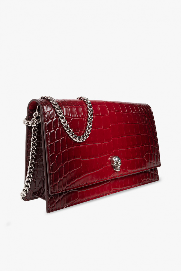 ALEXANDER MCQUEEN CLUTCH WITH RING HANDLE - Red 'Skull ALEXANDER MCQUEEN CLUTCH WITH RING HANDLE - Red 'Skull